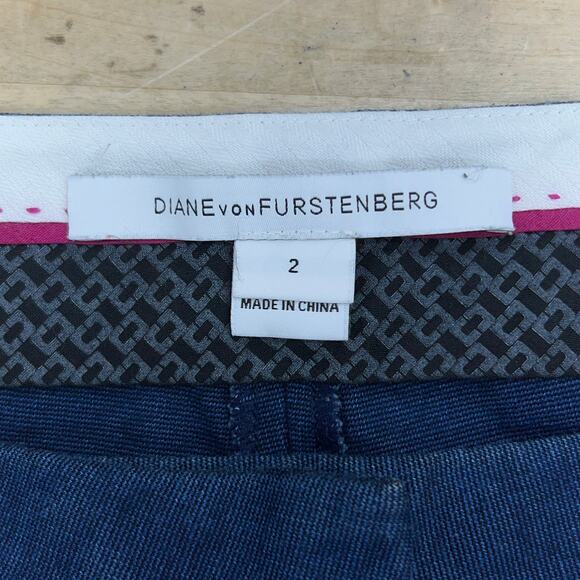 Diane Von Furstenberg DVF Womens Size 2 Genesis Pants Navy Blue Stretch - Picture 9 of 14